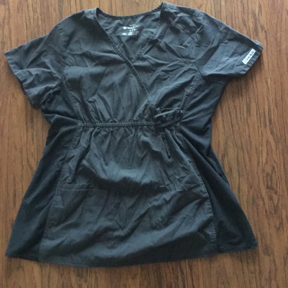 Gray maternity scrub top
